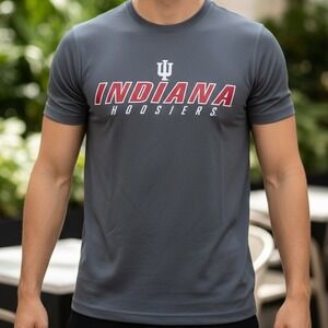 Indiana Hoosiers NCAA Performance Shirt Gray‎ Short Sleeve IU Graphic Tee Mens S